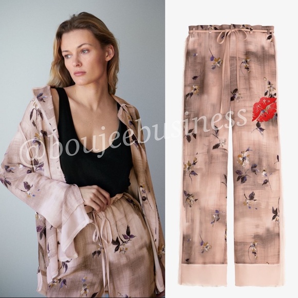ZARA BNWT Limited Edition Floral Printed Shirt & Pants 2pc Coord Set Size M - Picture 8 of 11